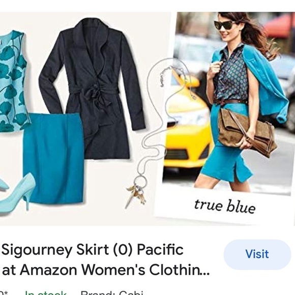 CAbi Teal Blue Sigourney Pencil Skirt Side Zipper Size 4 - Picture 2 of 12